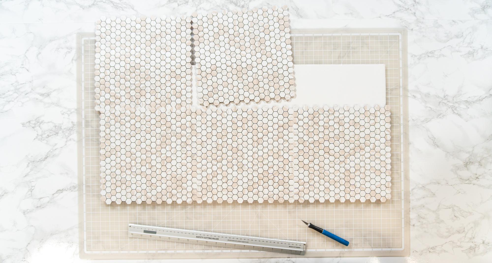 Geometric stitched sampler on linen